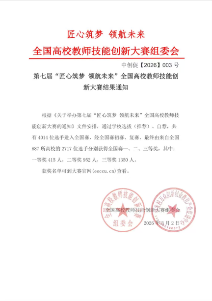 教学竞赛 | 喜报！我院教师在第七届“匠心筑梦 领航未来” 全国高校教师技能创新大赛中斩获国家级一等奖